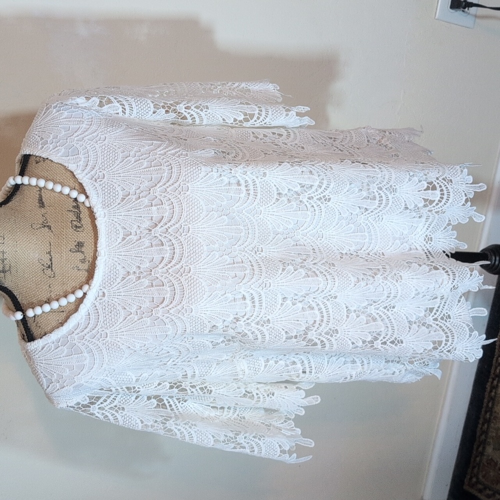 Adiva White Lace Blouse Size 1X - Picture 4 of 9